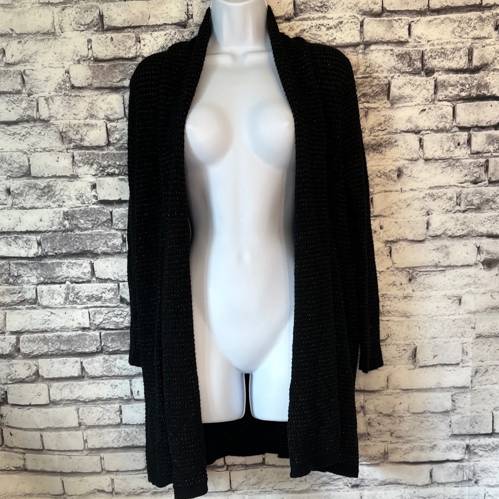 ZaraKnit Black and Metallic Cardigan Size large